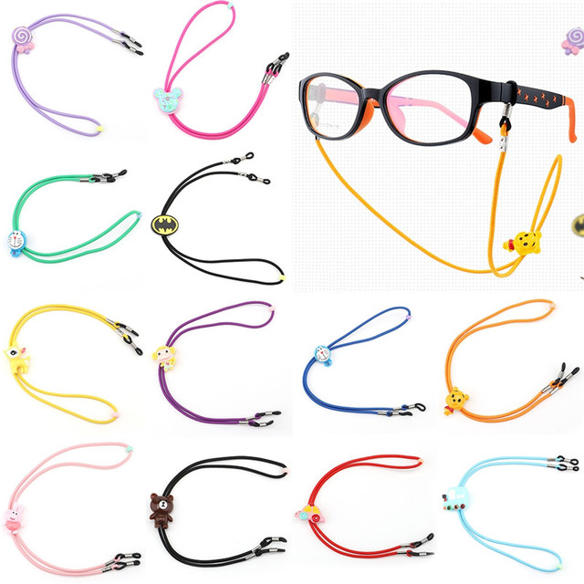Okulary przeciwsłoneczne dla dzieci, elastyczne liny uchwyt do okularów z wzorem Cute Cartoon, przydatne dla dzieci z niedowidzeniem i krótkowzrocznością, łańcuch na szyję - tanie ubrania i akcesoria