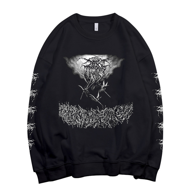 Ciemny sweter oversize Rock z nadrukiem Metal Death Streetwear Retro - tanie ubrania i akcesoria