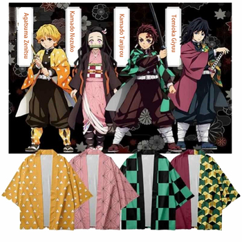 Mężczyźni i kobiety - letni kostium w stylu Streetwear z motywem Demon Slayer Kimetsu nie Yaiba - Anime Kimono Haori Yukata Cosplay 3D