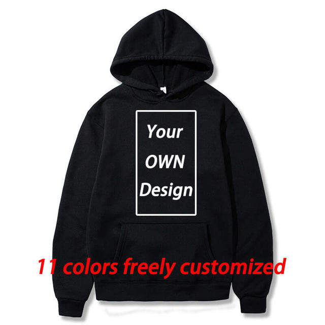 Niestandardowe bluzy z kapturem DIY tekst Logo - Bluza Casual Hoody 11 kolorów - tanie ubrania i akcesoria