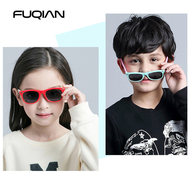 Fashion Dzieci - Okulary przeciwsłoneczne spolaryzowane dla chłopców i dziewczynek, stylowe Okulary TR90 z silikonowymi oprawkami, UV400 - tanie ubrania i akcesoria