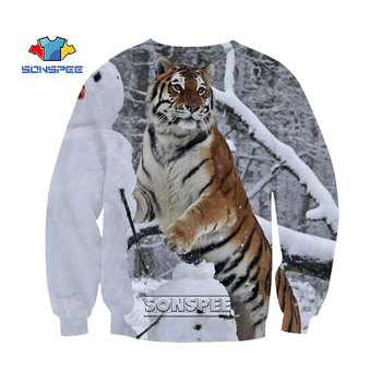 Sweter z długimi rękawami wiosna/jesień 3D zwierzęce zwierzątka tygrys Harajuku