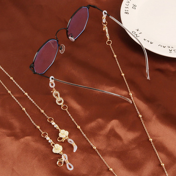 Łańcuszek do okularów dla kobiet z kryształem w złotym kolorze