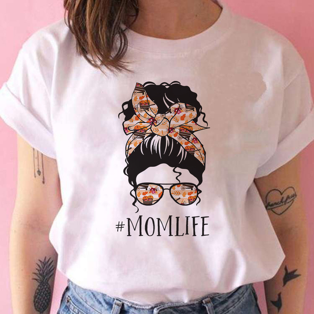 Letnia biała koszulka dla kobiet - 2021 Cute Momlife z okrągłym dekoltem - tanie ubrania i akcesoria