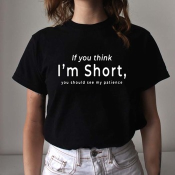 Niski, cierpliwy - Koszulka damska z krótkim rękawem, top Streetwear