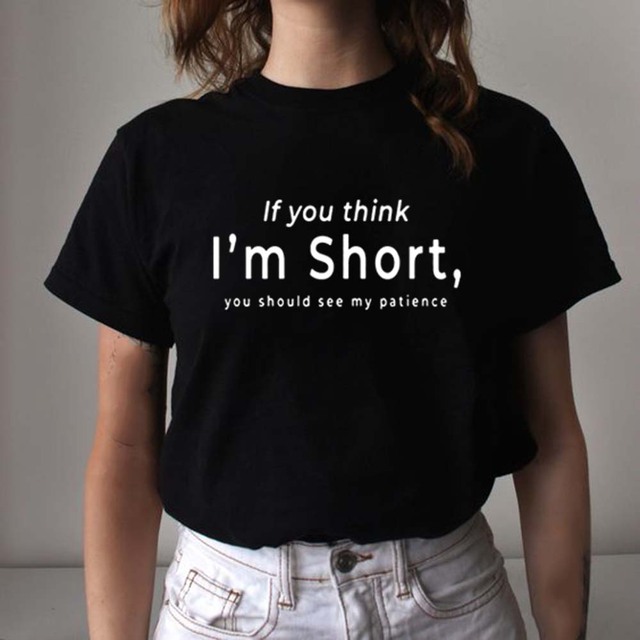 Niski, cierpliwy - Koszulka damska z krótkim rękawem, top Streetwear - tanie ubrania i akcesoria