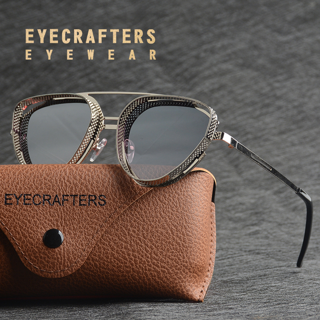 Nowe okulary przeciwsłoneczne Steampunk metalowe marki Vintage - wysoka jakość UV400 - tanie ubrania i akcesoria