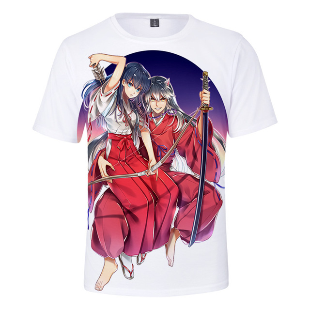 Koszula z nadrukiem Inuyasha dla mężczyzn - 3D, krótki rękaw, modna, śmieszna – cosplay - tanie ubrania i akcesoria
