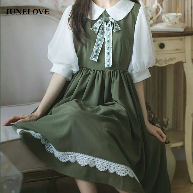 Sukienka Lolita JuneLove zielona Vestidos renesansowa nowa lato - tanie ubrania i akcesoria