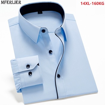 Męska koszula MFERLIER jesień długie rękawy wysokiej jakości różowa czarna niebieska biała 54-60 11XL-14XL