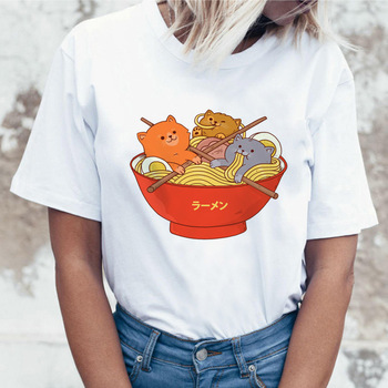 Koszulka Damska Rude Cat Gothic Cartoon Demon 2019 T-shirt z Motywem Psa i Róż Anime
