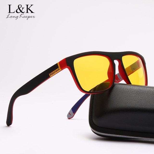 Okulary przeciwsłoneczne LongKeeper - męskie i damskie, polaryzowane, obiektyw żółty, ochrona przed blaskiem, UV400 - tanie ubrania i akcesoria