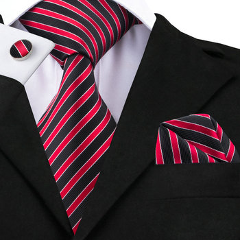 Mężczyźni krawat Handmade żakardowy jedwabny 100% jedwab krawat z klipsem i chustką, SN-1489