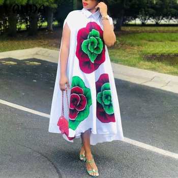 Damska letnia sukienka vintage w stylu midi z kwiatowym nadrukiem - VONDA 2022