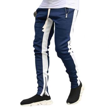 Męskie spodnie sportowe kontrastujące ze scięgami do kostek wypoczynek Jogger Fitness