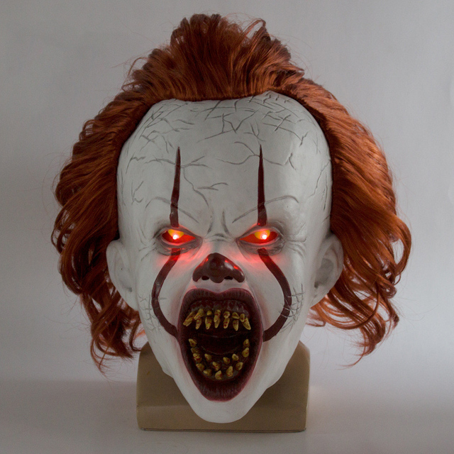 Maska lateksowa Pennywise Joker Cosplay z filmu To: Rozdział dwa Stephena Kinga Halloween - tanie ubrania i akcesoria
