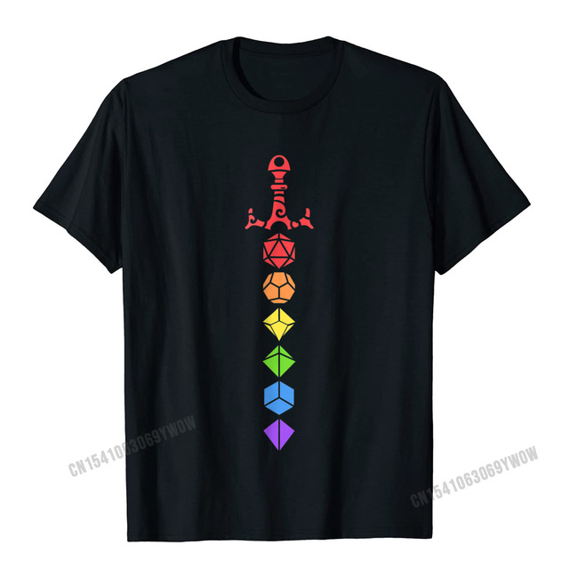Męska koszulka Geeky LGBT Pride z nerdy zestawem kości wielościennych - tanie ubrania i akcesoria