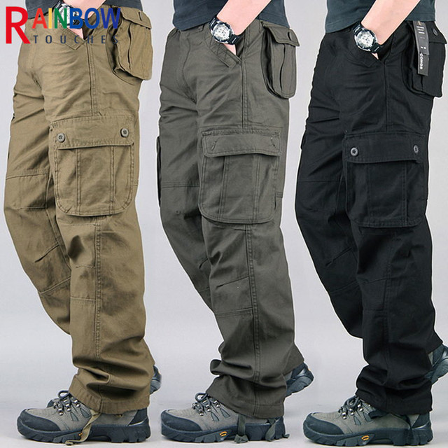 Nowe męskie spodnie nieformalne Rainbowtouches 2021 - wygodne, sportowe, o luźnym kroju, z wieloma kieszeniami i prostymi nogawkami - tanie ubrania i akcesoria