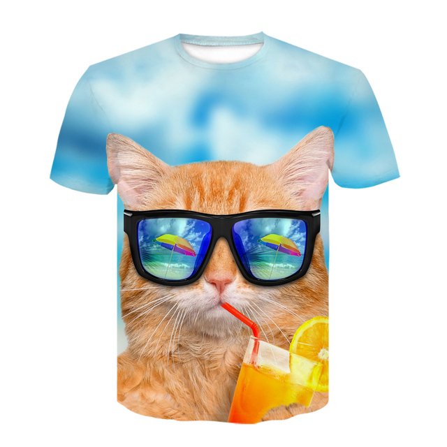 Koszulka męska z nadrukiem 3D koty palące, w nowych modnych wzorach, w za dużym rozmiarze - tanie ubrania i akcesoria