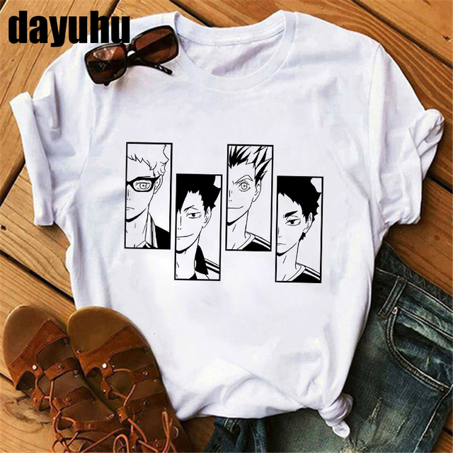 Męska koszulka Manga Haikyuu z motywem japońskiej siatkówki Kuroo Bokuto Shoyo - grafika Anime Harajuku - tanie ubrania i akcesoria