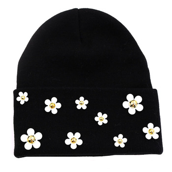 Nowa bawełniana czapka zimowa dla kobiet - stokrotka - dziecięca czapeczka