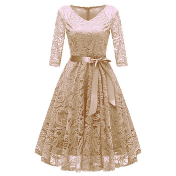 Sukienka wieczorowa damska zamek błyskawiczny koronkowa patchworkowa huśtawka w kolorze jednolitym