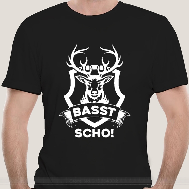Koszulka męska Basst Scho Hirsch Bayerisch Bayern z nadrukiem - modna bawełniana marka teeshirt - tanie ubrania i akcesoria