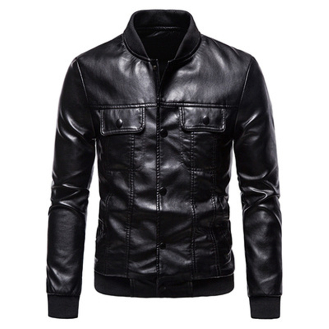 Męska kurtka motocyklowa jesiennej mody ze sztucznej skóry PU, wysoka jakość - tanie ubrania i akcesoria