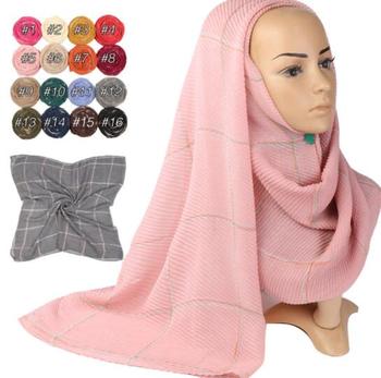 Muzułmański szalik zimowy w kratkę hidżab na szyję - 2019 kolekcja