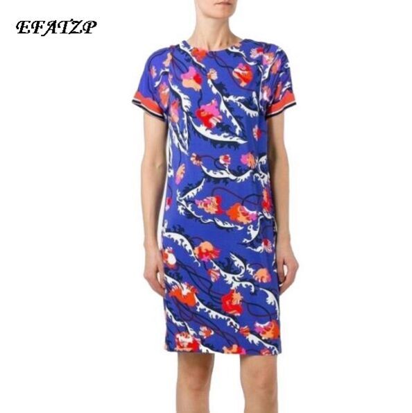 Nowa sukienka damska z krótkim rękawem XXL w kolorowym kwiatowym wzorze - tanie ubrania i akcesoria