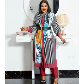 Jesienne maxi sukienki afrykańskie 2021 dla kobiet - druk i wzór Boubou Africain Femme Kaftan Abaya, elegancka odzież damska na przyjęcia