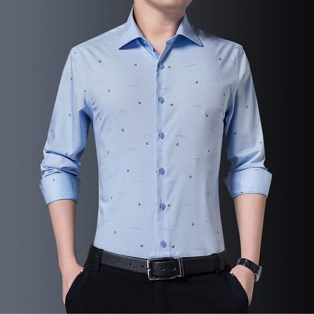 Męskie koszule eleganckie z długim rękawem drukowane, dostępne w rozmiarach M-5XL - tanie ubrania i akcesoria