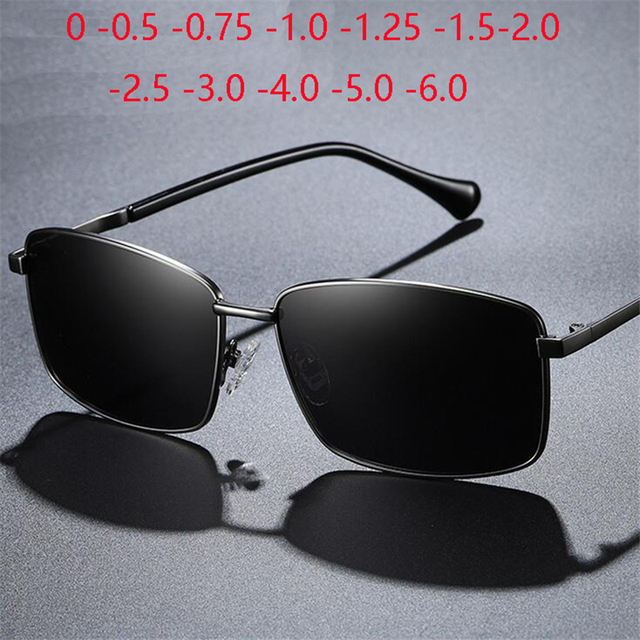 Męskie przeciwodblaskowe okulary przeciwsłoneczne soczewki korekcyjne, spolaryzowane, kwadratowe, od 0 do -6.0 - tanie ubrania i akcesoria