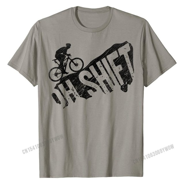 Koszulka męska górska Oh Shift - śmieszny rowerzysta, bawełniany design - tanie ubrania i akcesoria