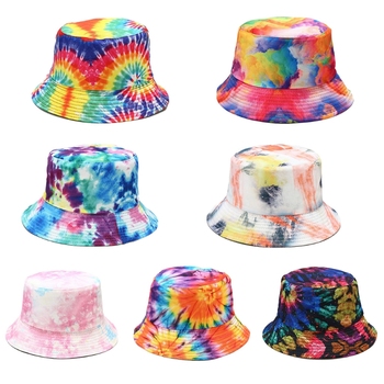 Reversible Tie-Dye Graffiti 3D Print Kapelusz Typu Bucket Hip Hop Rybak Cap w Stylu Rainbow