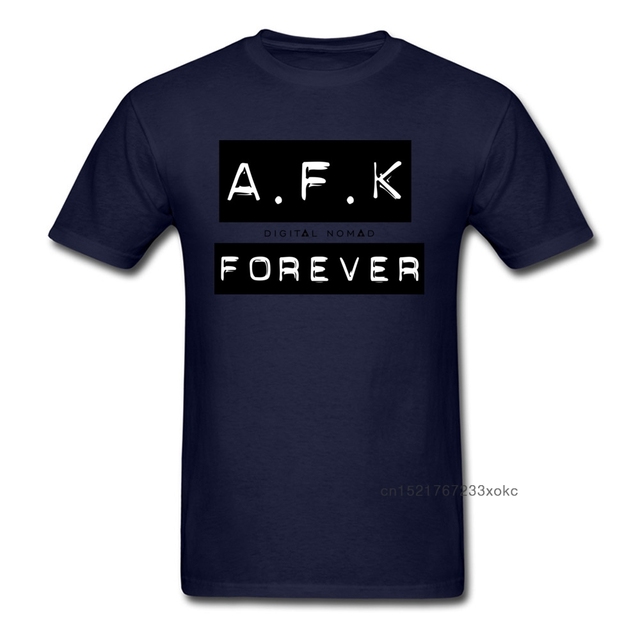 Męska koszulka Crazy AFK Forever, niebieska, 100% bawełna, cyfrowe nomady, styl miejski - tanie ubrania i akcesoria
