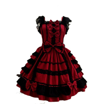 Warstwowa sukienka damska Lolita w stylu klasycznym, czerwona, bawełniana, dla dziewczynki, 10 kolorów, rozmiary S-2XL