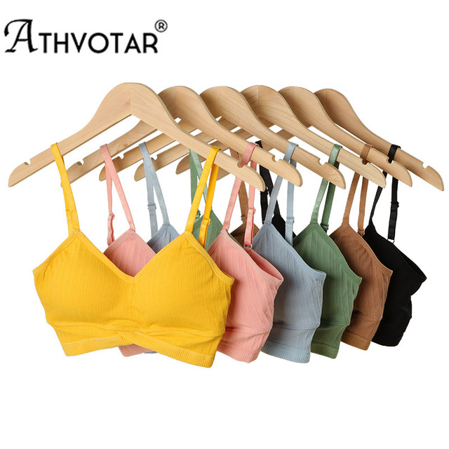 Bezszwowy, miękki i bezprzewodowy biustonosz ATHVOTAR dla kobiet - prosty, oddychający i jednokolorowy - tanie ubrania i akcesoria