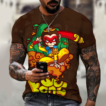 Męska koszulka z krótkim rękawem z nadrukiem graffiti 3D HD w stylu europejskiej ulicznej mody - rozmiar 6XL