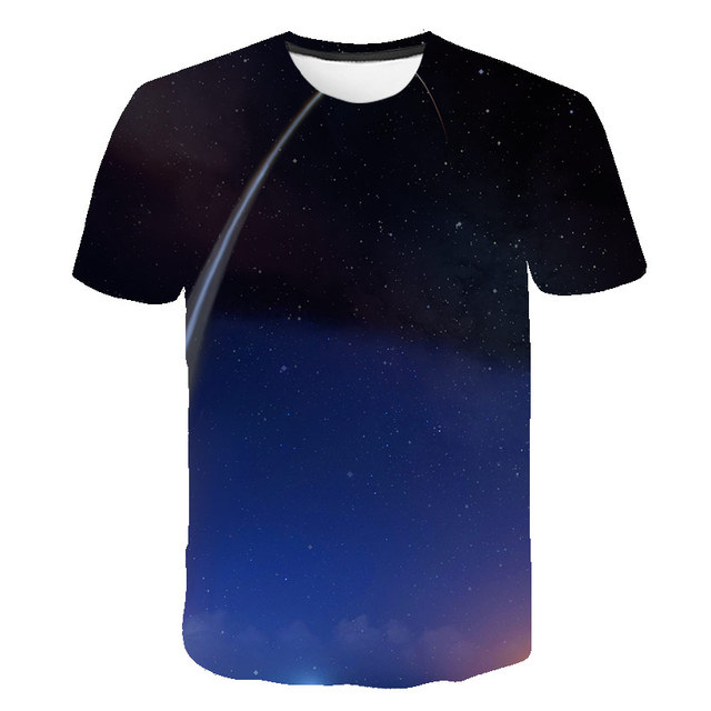 Koszulka męska 3D z kolorowym wzorem kosmicznym na lato - tanie ubrania i akcesoria