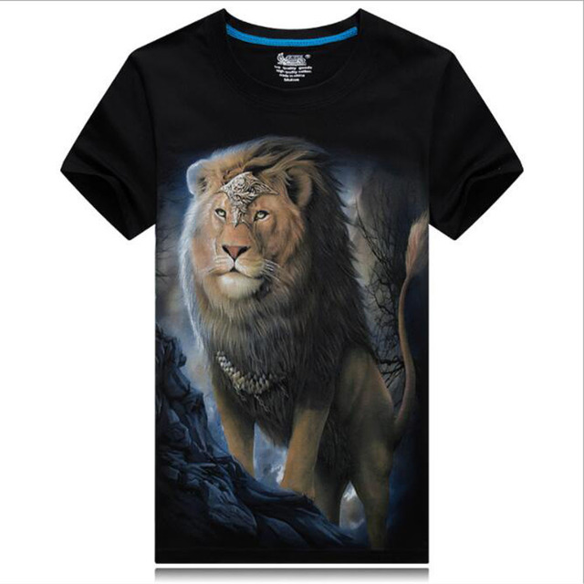 Koszulka męska z długim rękawem 100% bawełna, stylizowana na animowane postacie, lew, wilk i tygrys w kreskówkowym stylu 3D - tanie ubrania i akcesoria