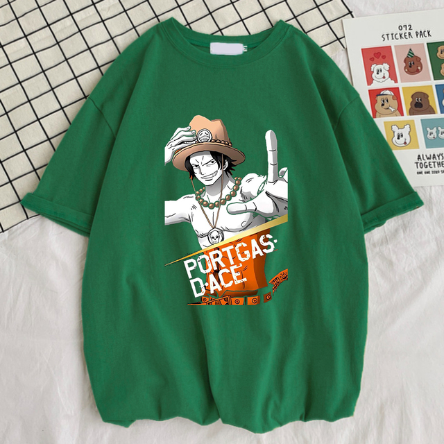 Koszulka męska z nadrukiem Portgas D · Ace Man, streetowy styl, duże rozmiary, o-neck - tanie ubrania i akcesoria