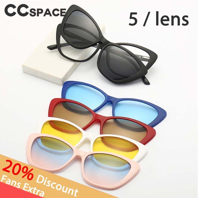 Okulary przeciwsłoneczne Tr90 kocie oko - spolaryzowane, magnetyczne, rękaw lustro, marka anty ultrafioletowe, styl Retro (53880 5/obiektyw) - tanie ubrania i akcesoria