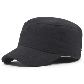 Męska wojskowa czapka baseballowa wełniana, rozmiar dorosły, z płaskim daszkiem - kolor czarny