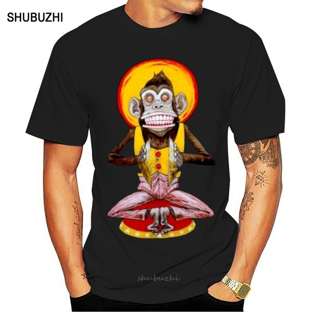 Koszulka męska JOLLY Chimp Vintage z przerażającą świetlną małpką klaskającą na talerzach - tanie ubrania i akcesoria