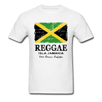 Koszulka męska w stylu flagi Jamajki, reggae, bawełniana, o-neck, letnia, niestandardowa, biała