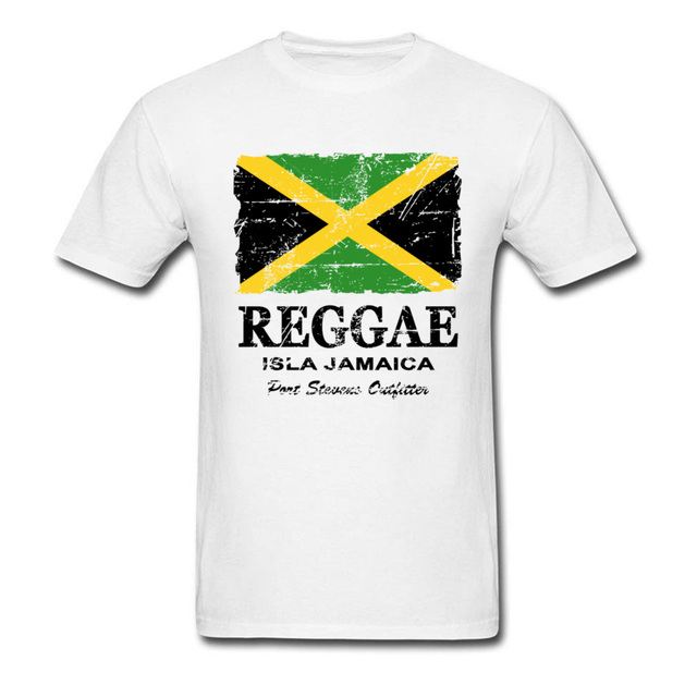 Koszulka męska w stylu flagi Jamajki, reggae, bawełniana, o-neck, letnia, niestandardowa, biała - tanie ubrania i akcesoria