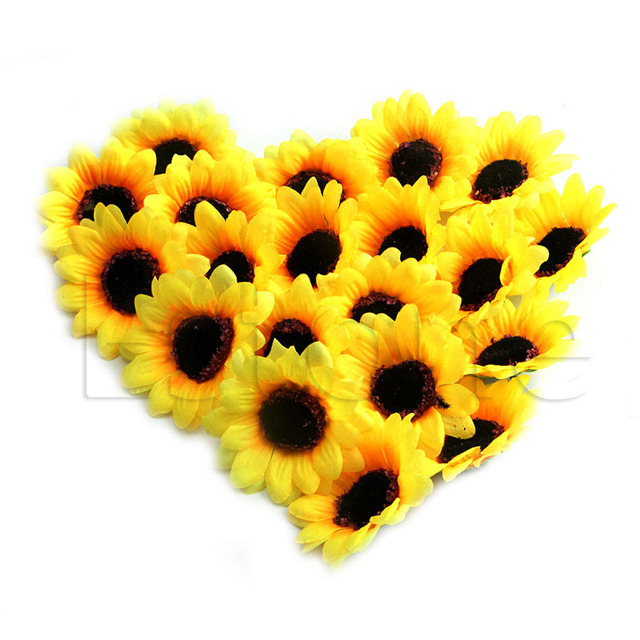 20 sztuk słoneczników sztucznych jedwabnych kwiatów głowic DIY kwiatowe rzemiosło AXYD - Płatki Róż 7cm - tanie ubrania i akcesoria