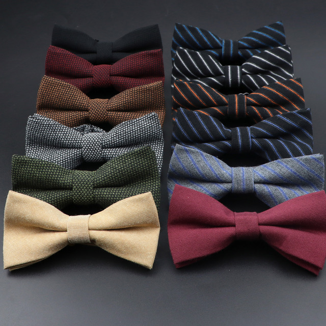 Męskie krawaty w paski bawełniane: czarny, szary, niebieski - tanie ubrania i akcesoria