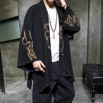 Męska haftowana koszula typu Hanfu w chińskim stylu z motywem smoka, rozmiar 5XL